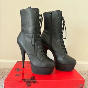 Pleaser Black Matte Platform Boots